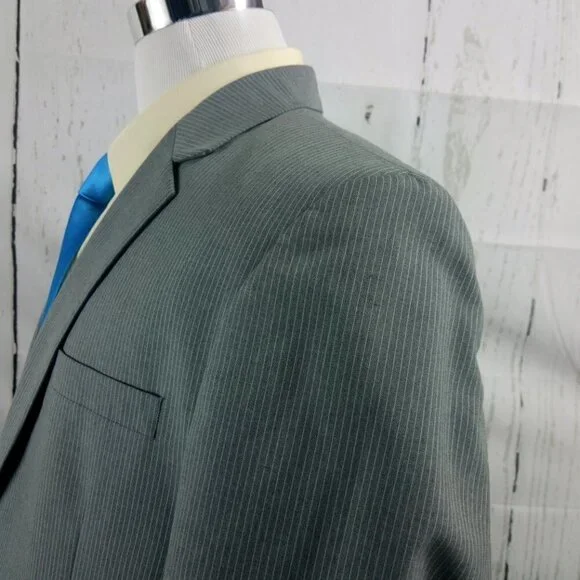 Merona 44R Gray Pinstripe Suit Blazer Sports Coat - Picture 6 of 8